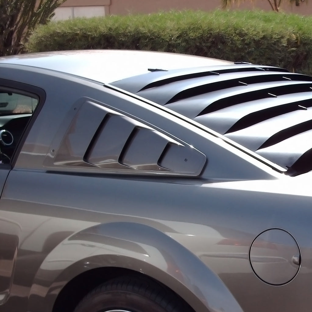 2005-2014 Ford Mustang S197 Matte Black Textured ABS Quarter Window Louvers