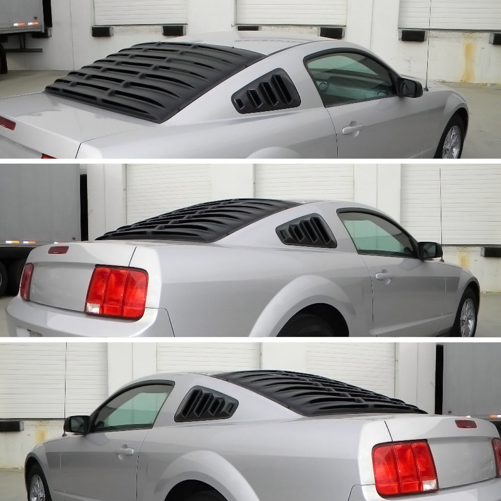 2005-2014 Ford Mustang S197 Textured Black ABS Quarter Window Louvers