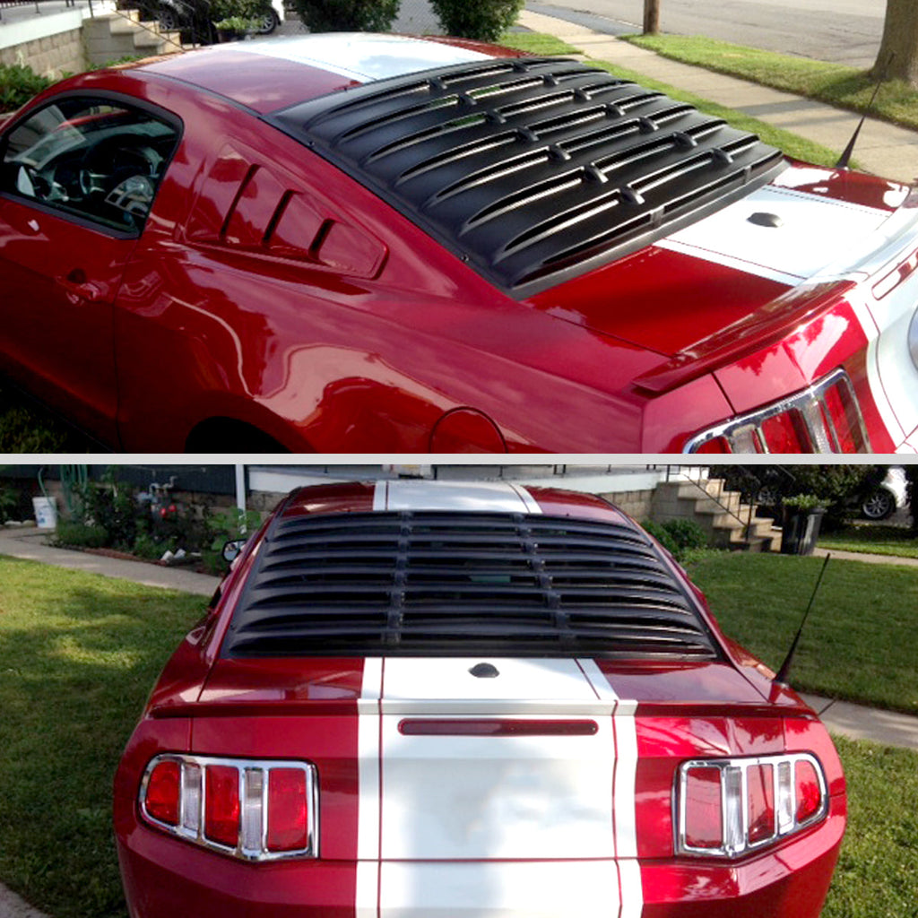 2005-2014 Ford Mustang S197 Coupe Textured Matte Black ABS Vintage Style Rear Window Louver
