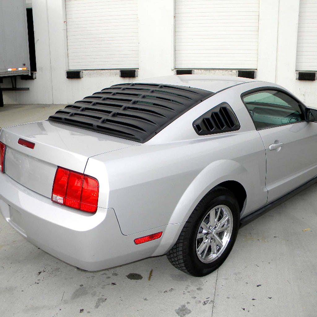2005-2014 Ford Mustang S197 Coupe Textured Matte Black ABS Vintage Style Rear Window Louver