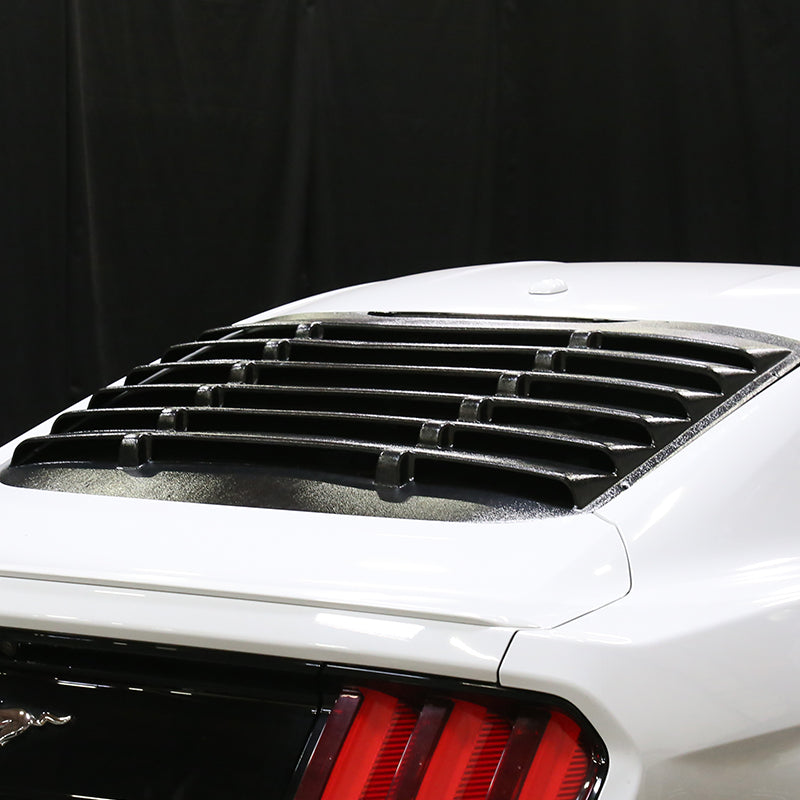 2015-2024 Ford Mustang Glossy Black Textured ABS Vintage Style Rear Window Louver